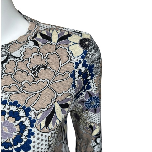 The Kit Floral Crew Sweatshirt Top S Floral Artistic Gray Multi - Picture 6 of 10